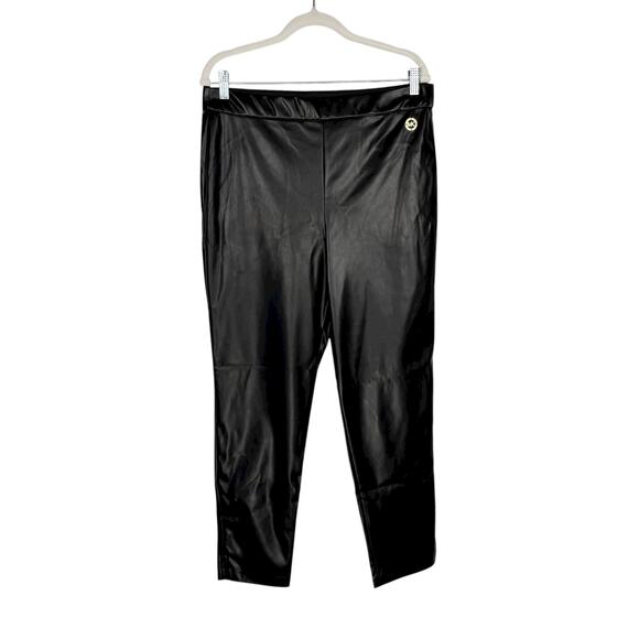 NWT Michael Michael Kors Rocker Edgy Faux Leather Legging Pants Felt Lined Large - Picture 1 of 13
